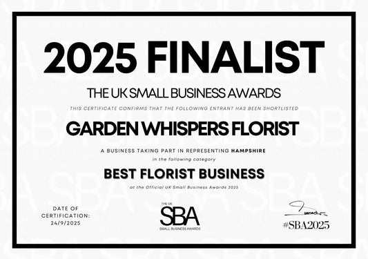 🌸Garden Whispers Florist Named Finalist in the UK Small Business Awards 2025🌸